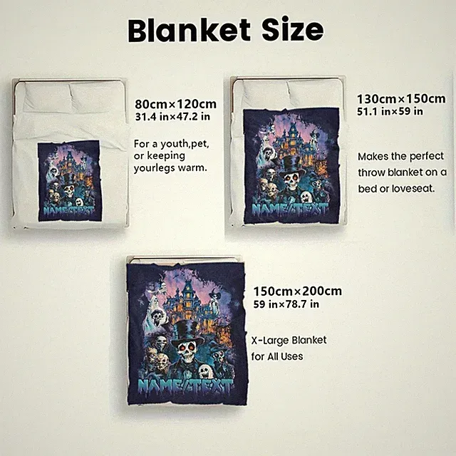 1pc 1pcs Castle & Skulls Blanket - Custom NameText, Gothic Theme with Castles