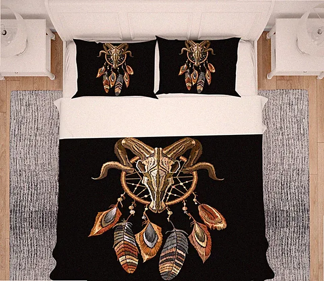 3D Cow Skull KEP368 Bed Pillowcases Quilt Duvet Cover Luna