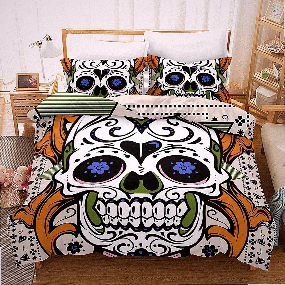 3D Skull Hand Drawn Quilt Cover Set Duvet Cover Bedding Pillowcases