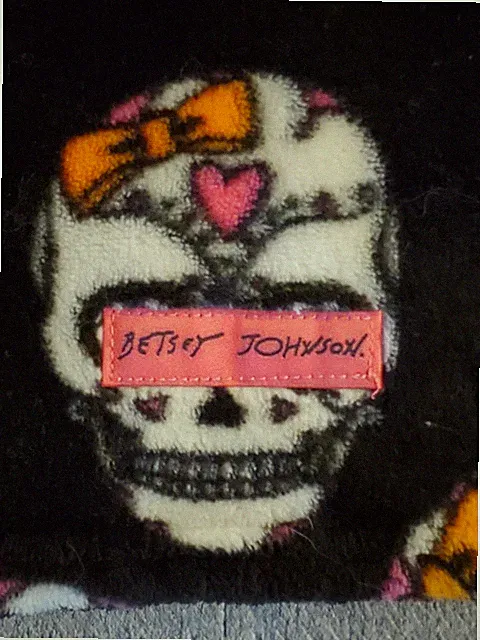 Betsey Johnson Sugar Skull Plush Throw Blanket 50"x70" Dia De Los Muertos
