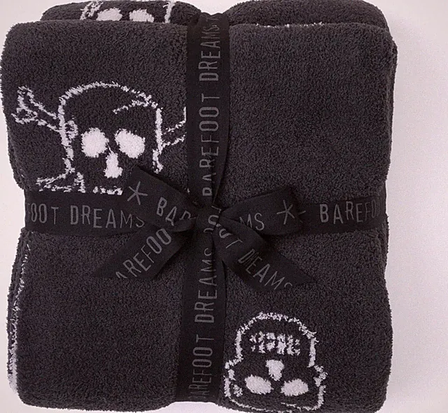 Cozychic Skull Throw, Throw Blanket, Soft Blanket, Carbon/Almond, 54” X 72”