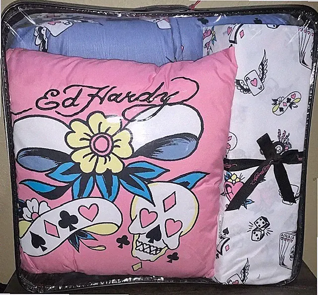 Ed Hardy Blue w/Cards,Dice,Skull,Aces 8p QUEEN Set Comforter,Shams,Sheets,Pillow