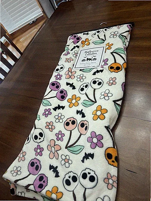 Halloween Collection Skull Cherries Flowers Summerween Throw Blanket 50x70”