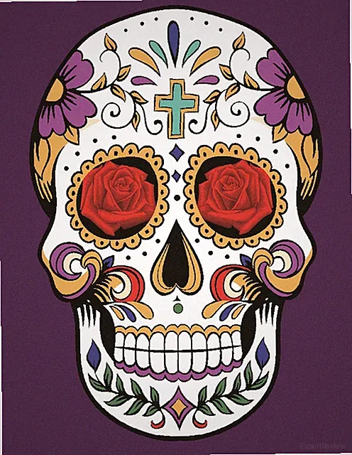 Plush Queen Size Sugar Skull Blanket - Extremely Soft - Purple