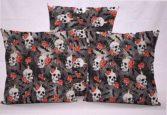 Skulls Webs & Roses Pillowcase / Pillow Cover (Many Sizes)