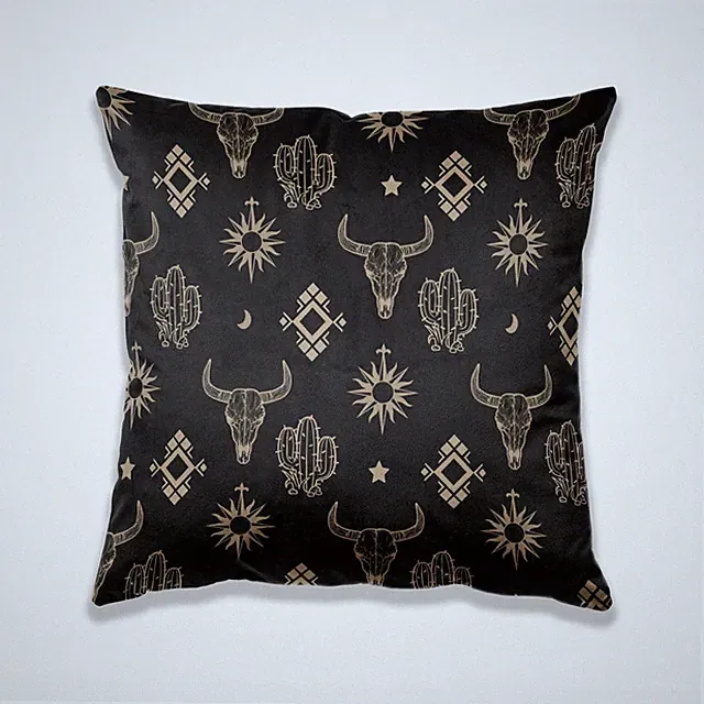 Western Cow Bull Longhorn Skull Pillow Cover for Bed 18 x 18,Western Throw Pi...